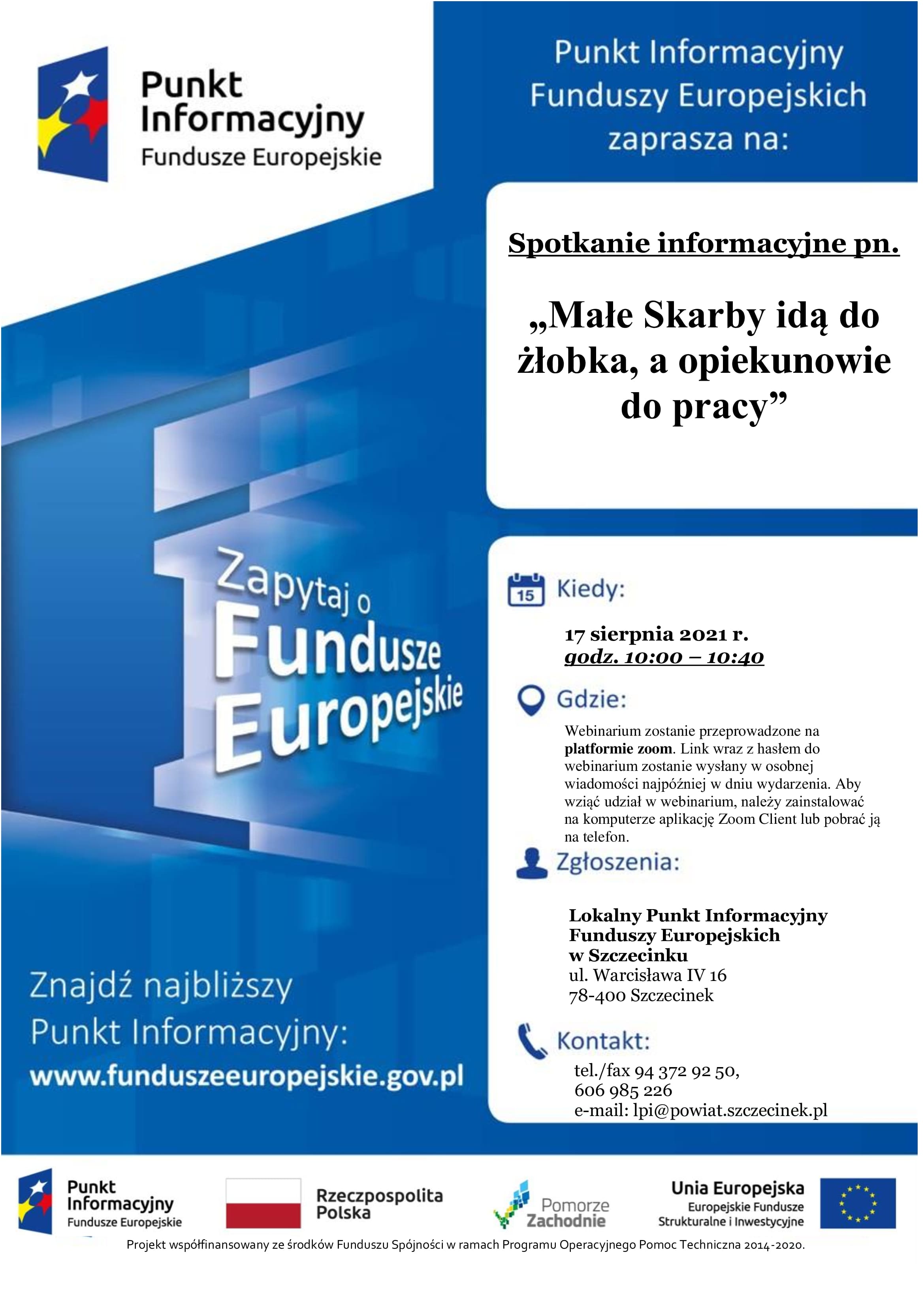 Plakat spotkanie fundusze europejskie Plakat spotkanie fundusze europejskie