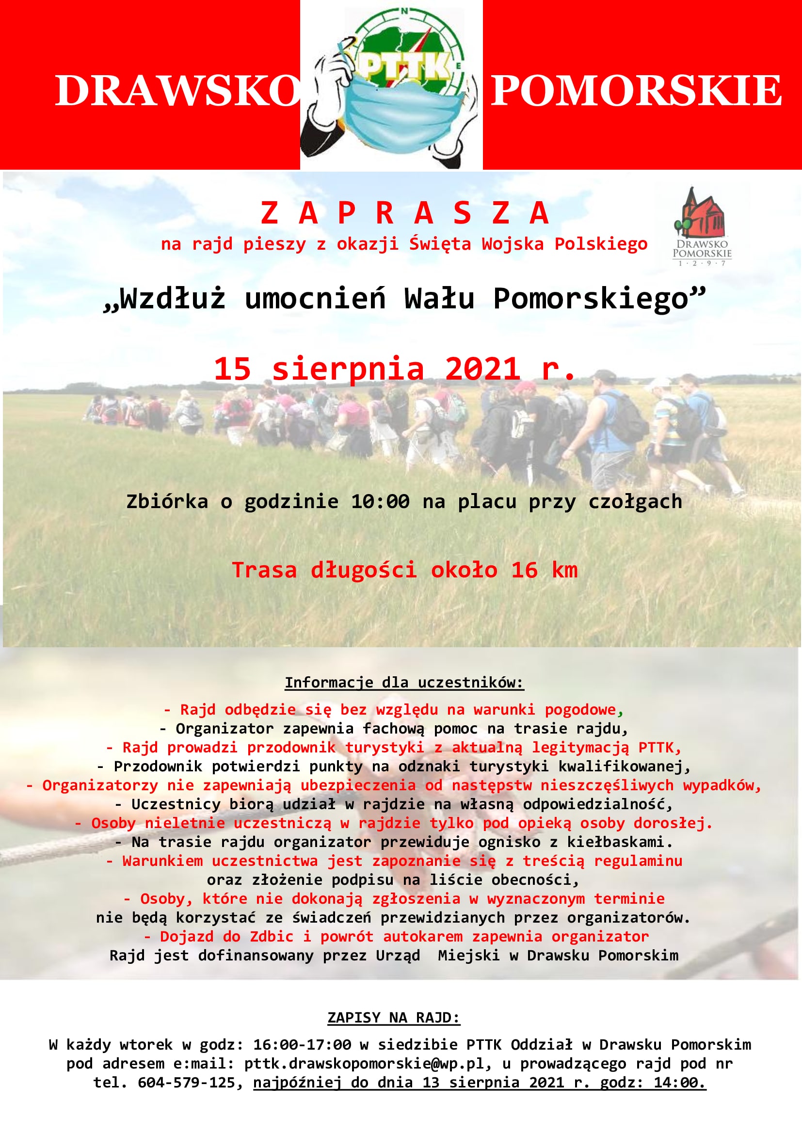 Rajd pieszy z okazji Święta Wojska Polskiego-plakat