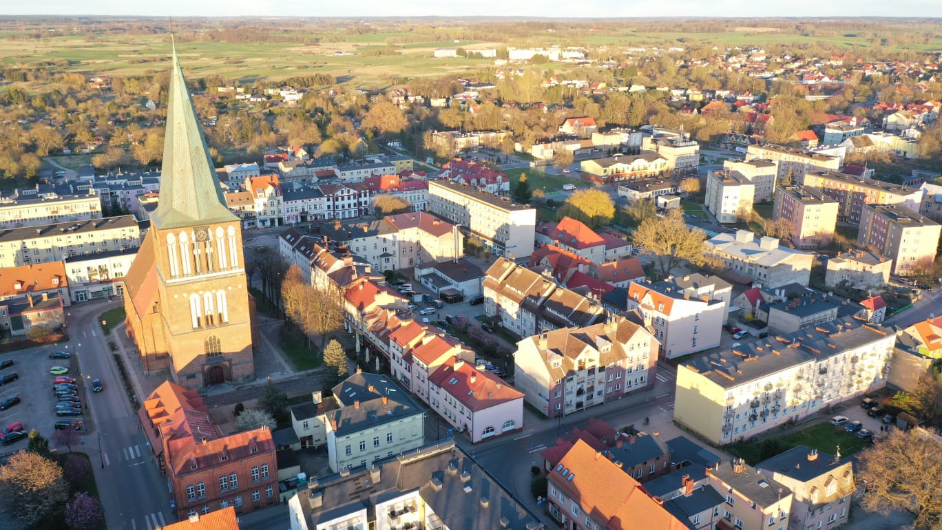 widok,panorama,kosciól,drawsko