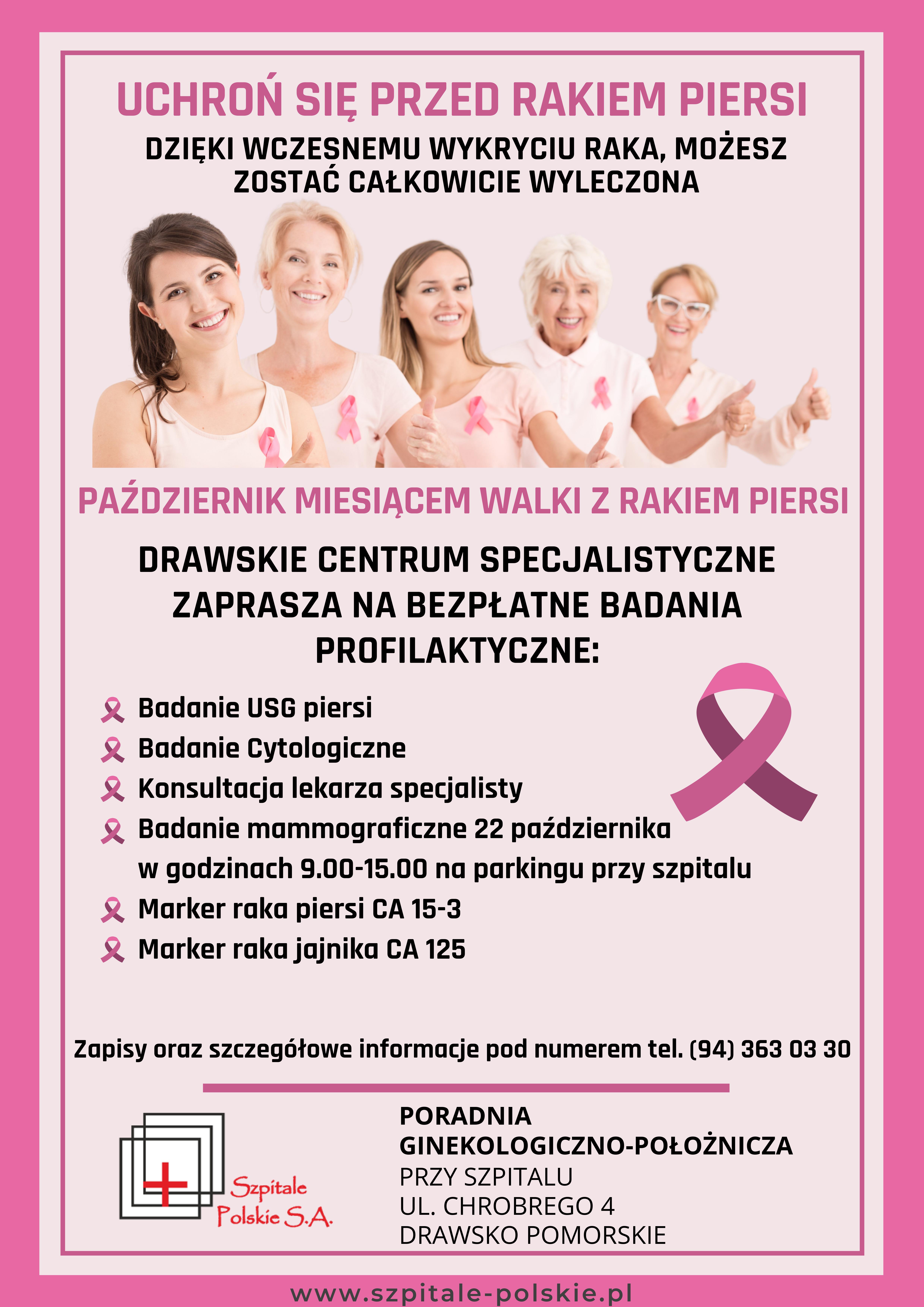 Plakat dotyczący bezpłatnych badań profilaktycznych
