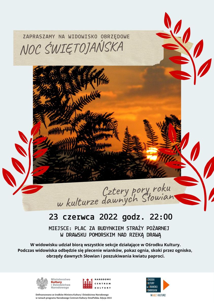 Plakat dotyczący Nocy Świetojańskiej