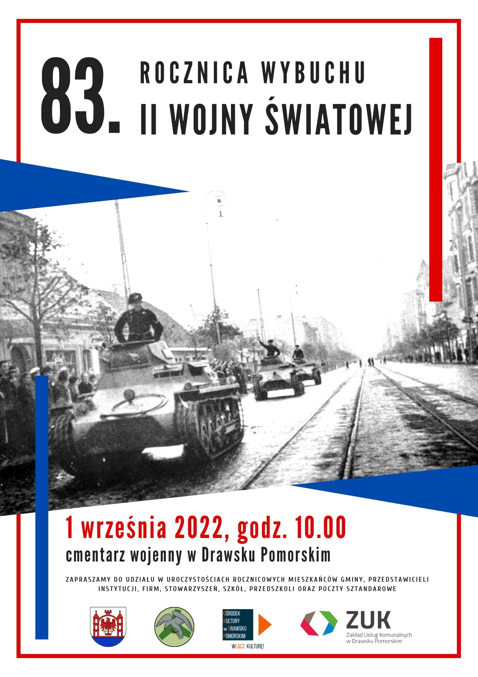 Plakat dotyczący 83. rocznicy wybuchu II Wojny Światowej