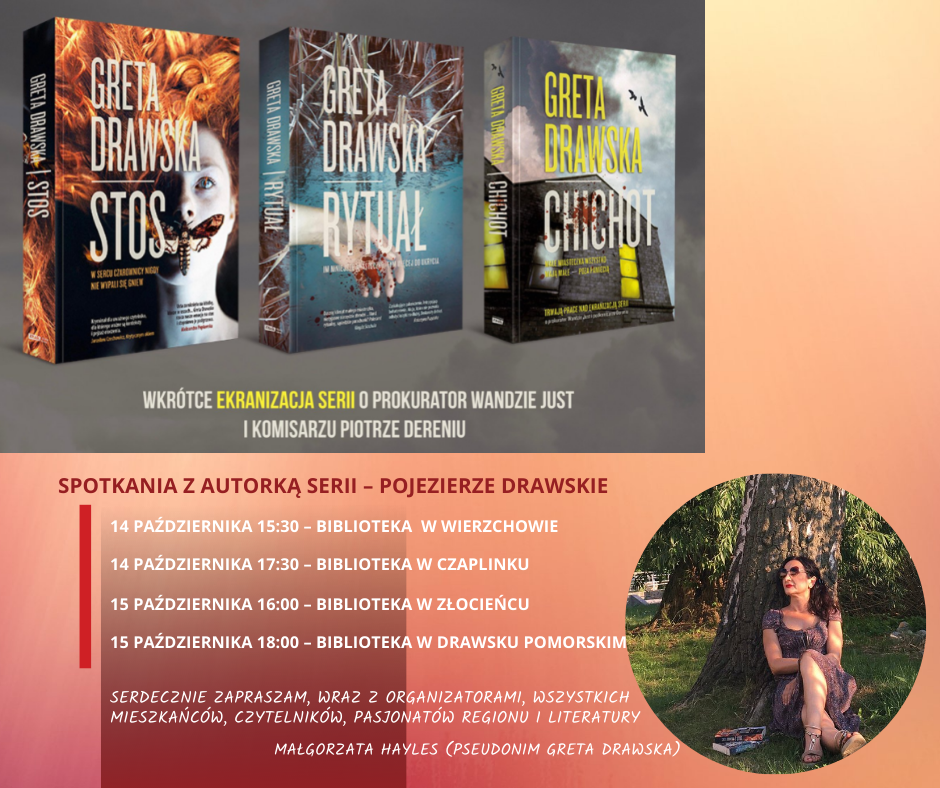 Plakat dotyczący cyklu spotkań z Gretą Drawską