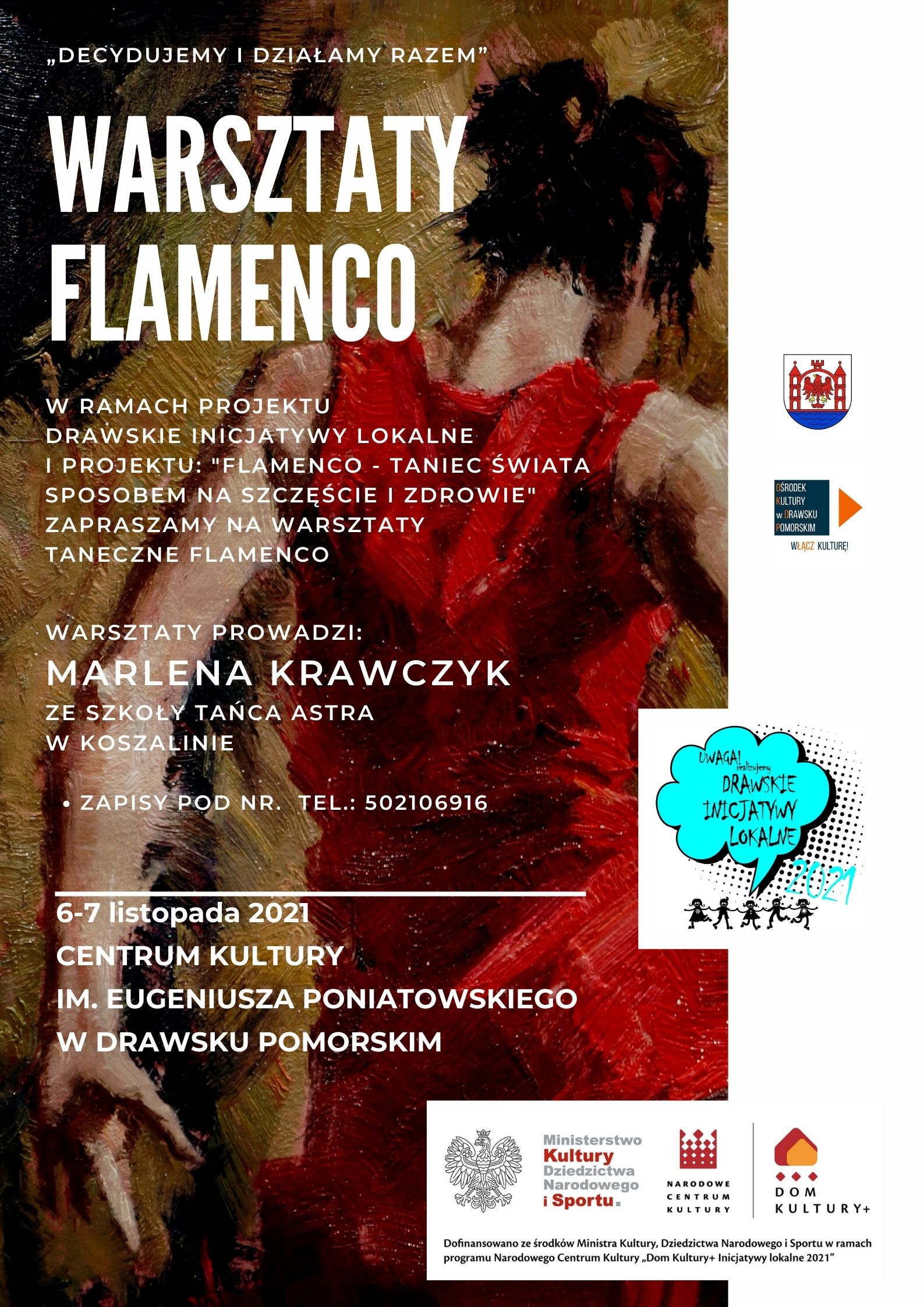 Plakat dotyczący warsztatów flamenco