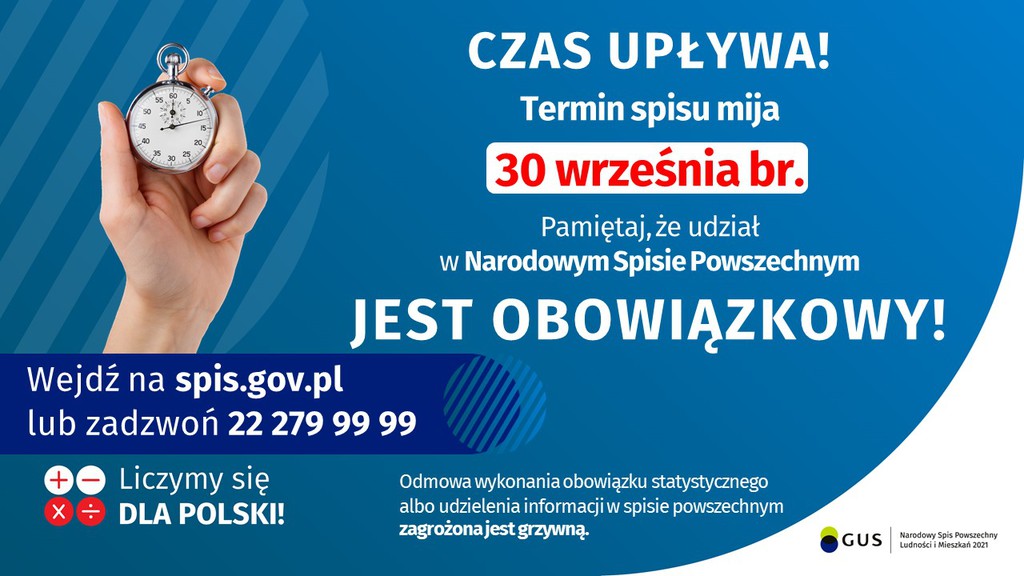 Grafika dotycząca zakończenia spisu powszechnego