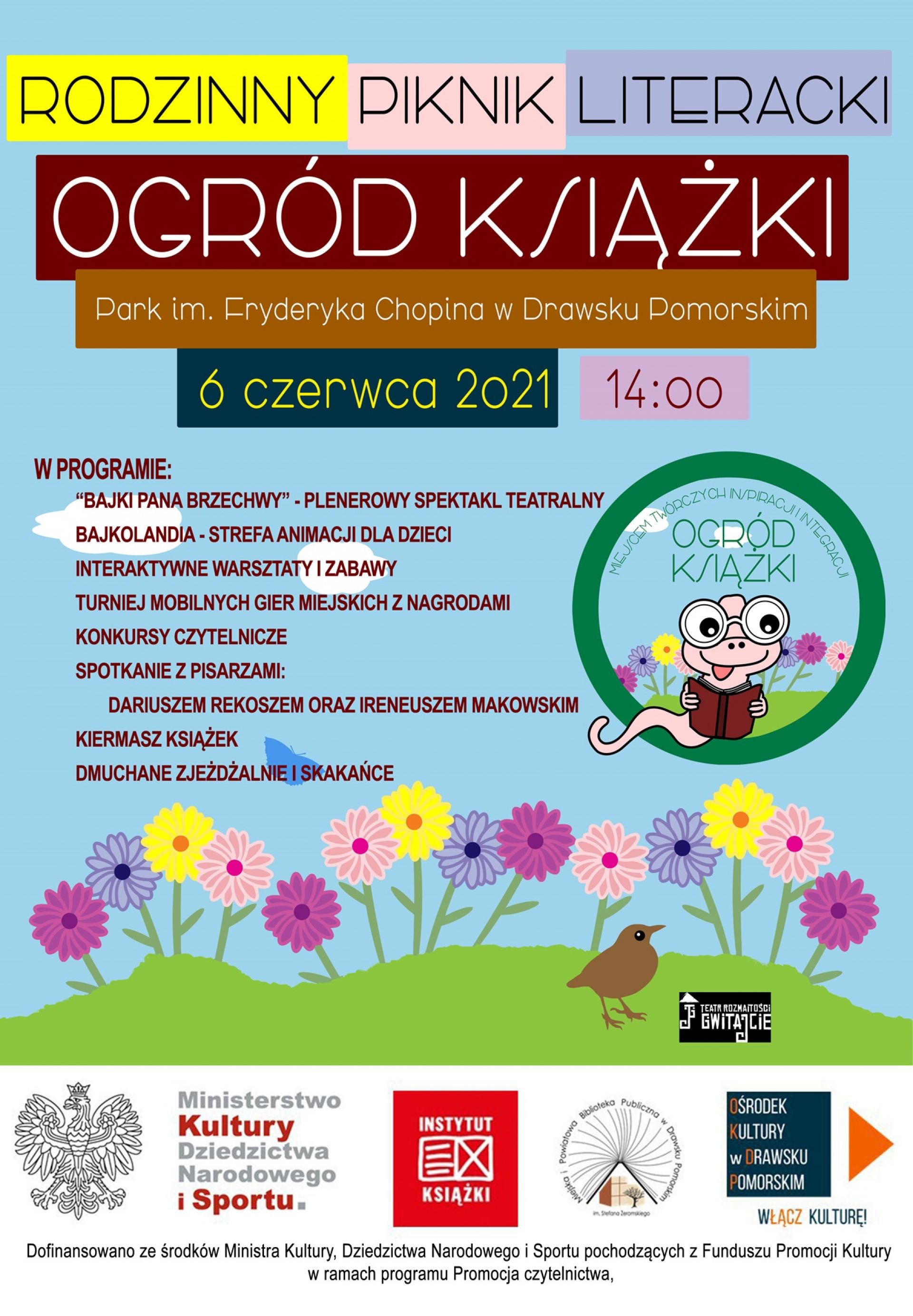 Plakat Rodzinny Piknik Literacki "Ogród książki"