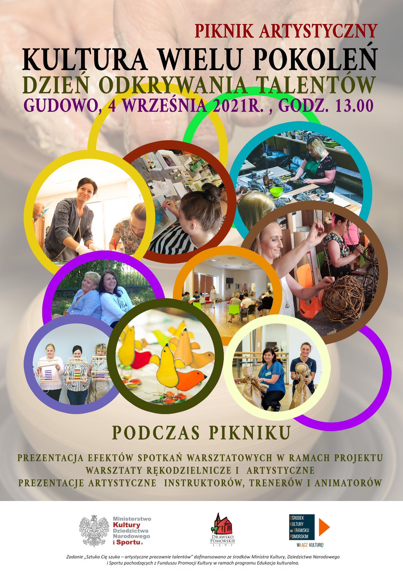 Plakat wydarzenia Piknik Artystyczny KULTURA WIELU POKOLEŃ DZIEŃ ODKRYWANIA TALENTÓW