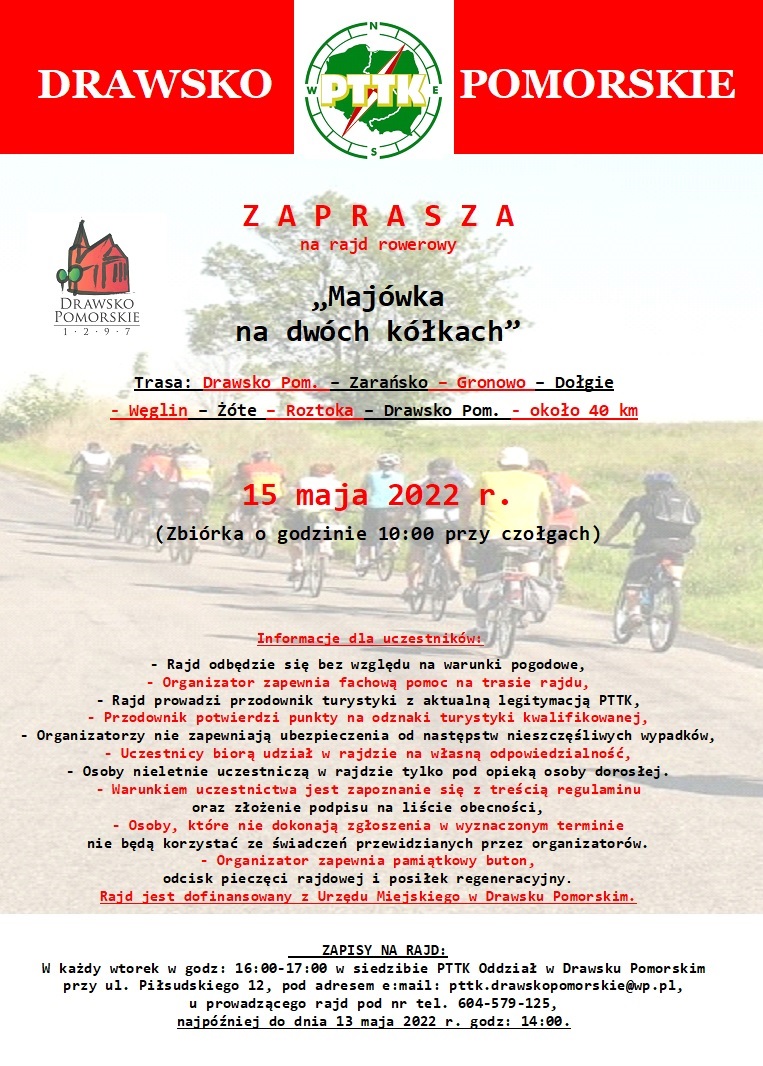 Plakat dotyczący rajdu rowerowego