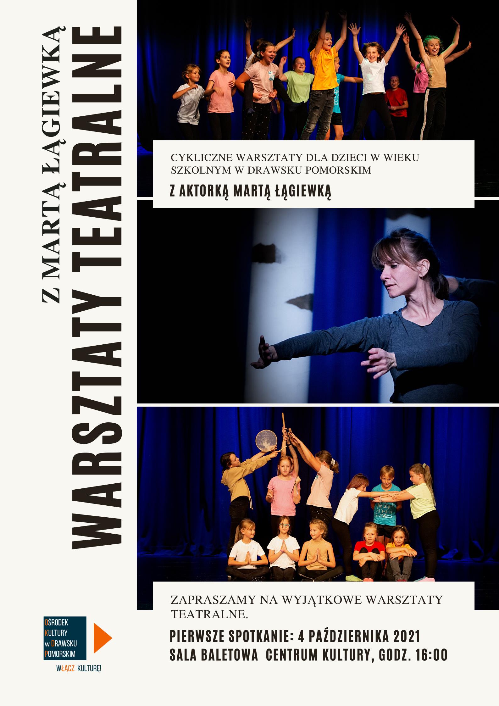 Plakat dotyczacy warsztatów teatralnych