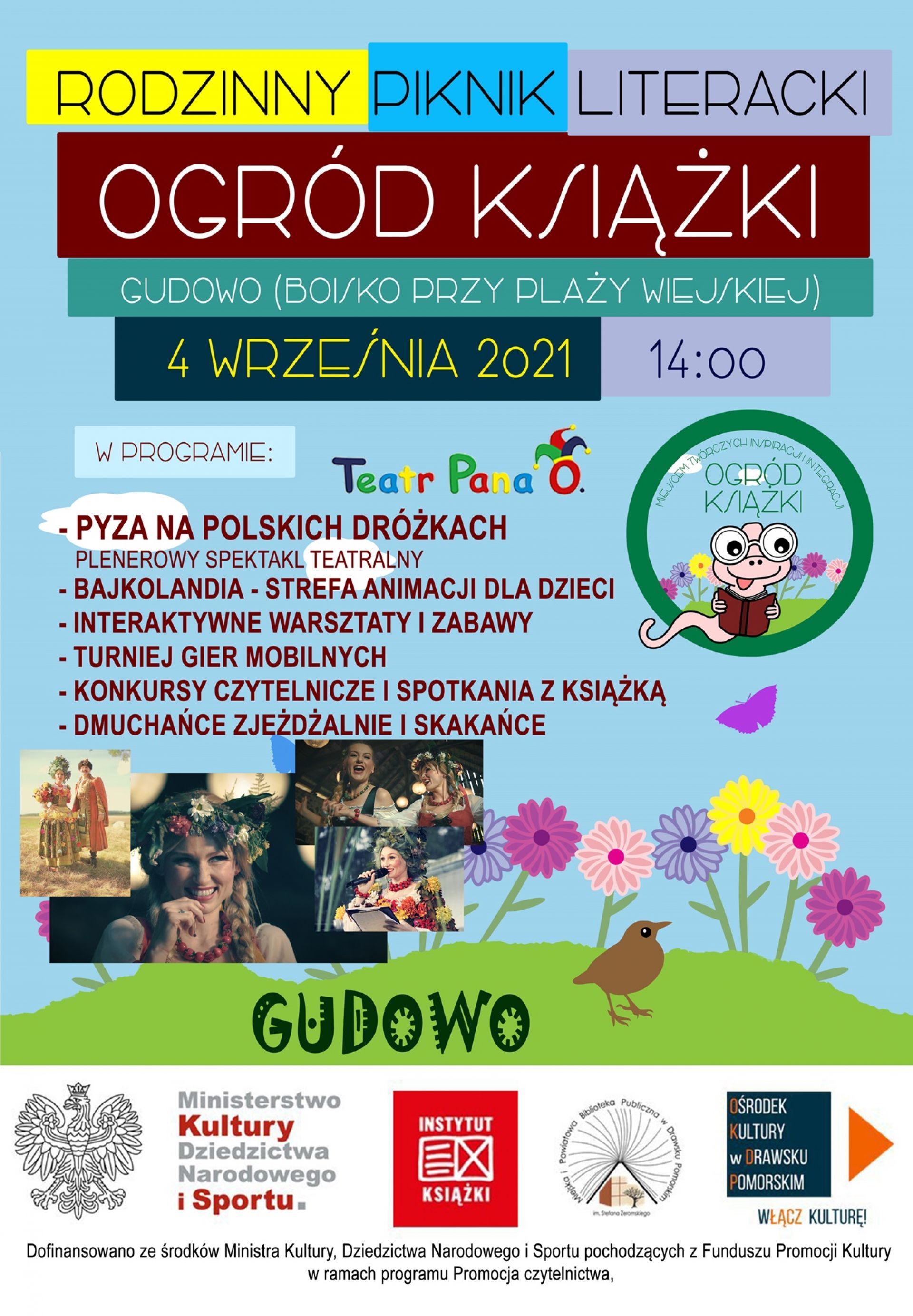 Plakat wydarzenia piknik literacki "Ogród książki"