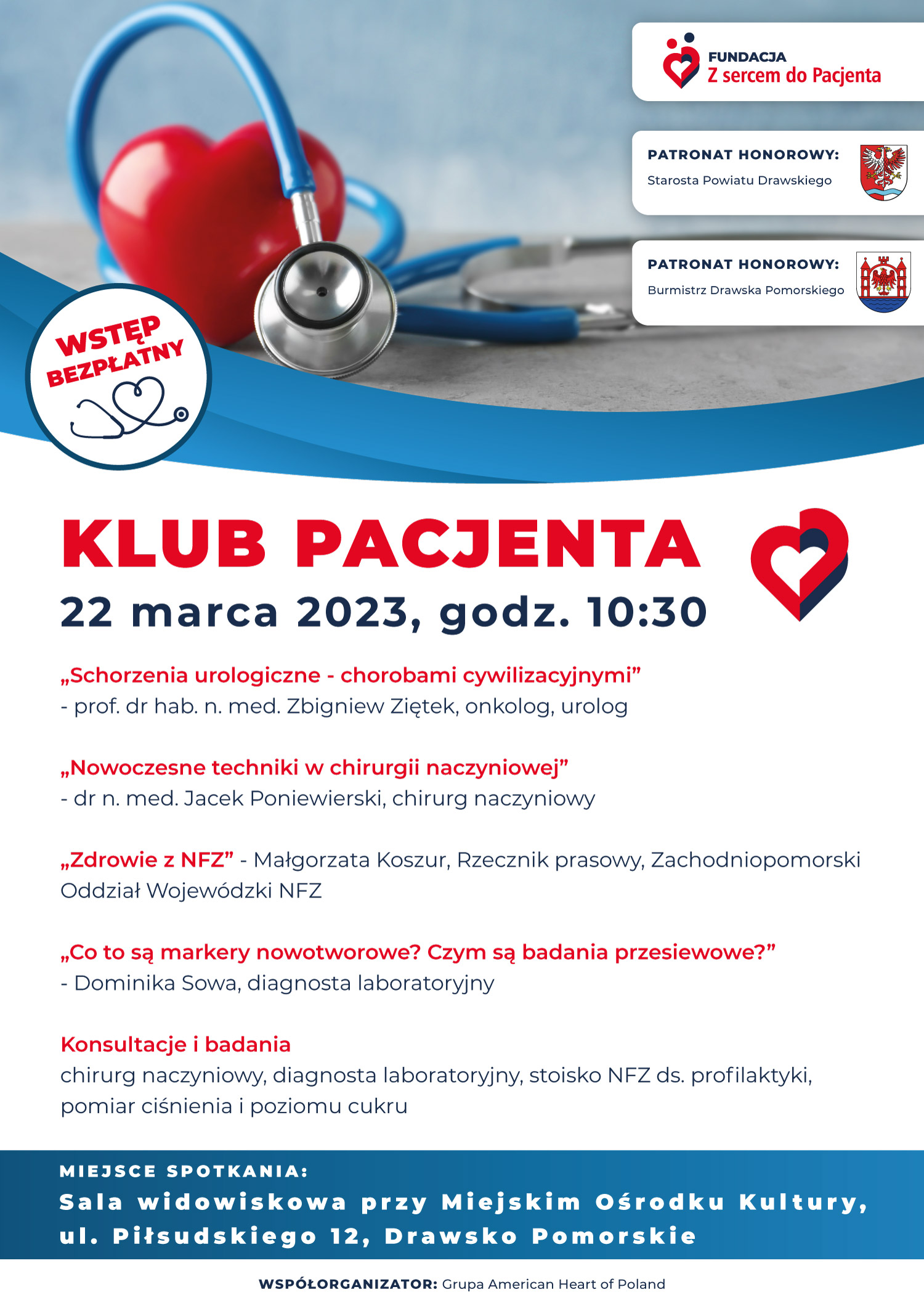 Plakat dotyczący bezpłatnych badań Plakat dotyczący bezpłatnych badań