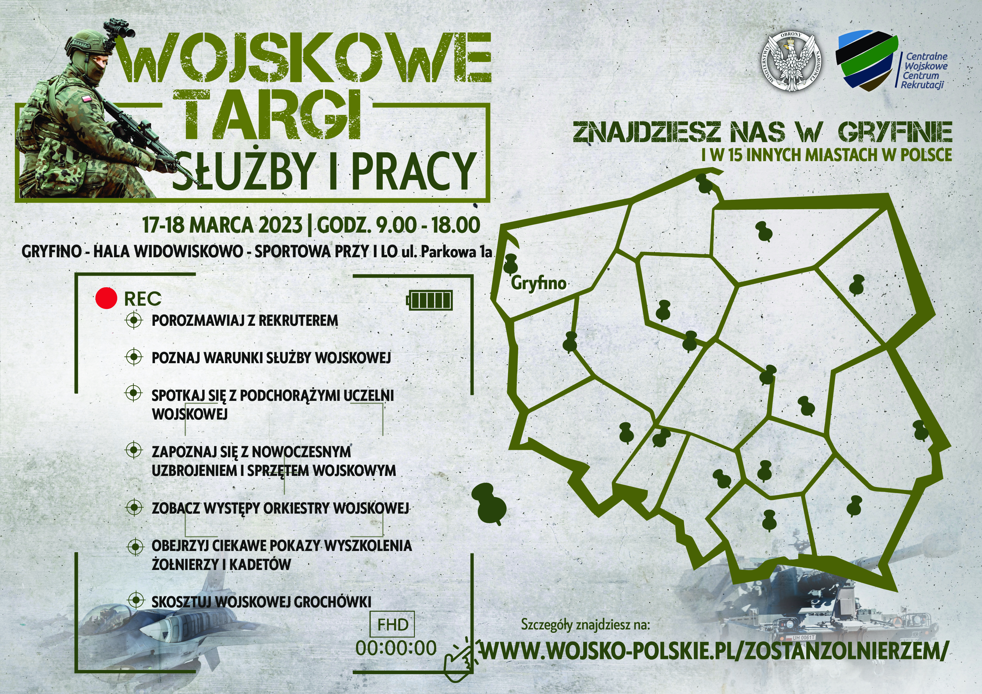 Plakat dotyczy Wojskowych Targów Służby i Pracy w Gryfinie Plakat dotyczy Wojskowych Targów Służby i Pracy w Gryfinie
