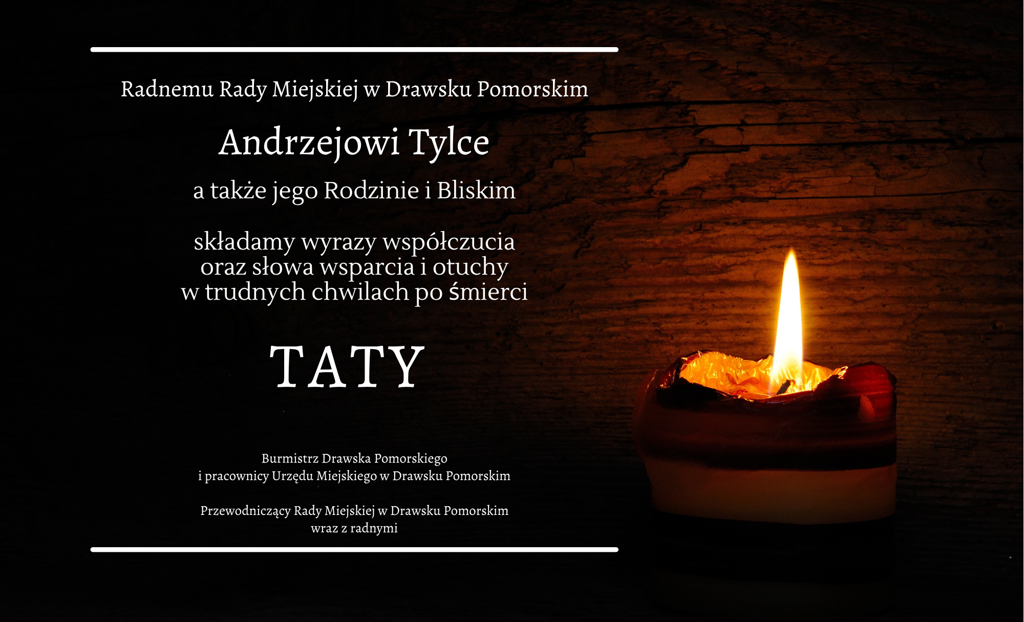 Z głębokim żalem i&nbsp;smutkiem przyjęliśmy wiadomość o&nbsp;śmierci(1)
