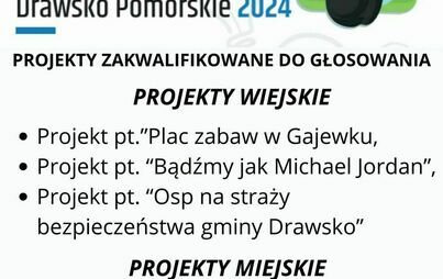 Zdjęcie do PROJEKTY ZAKWALIFIKOWANE DO GŁOSOWANIA W BUDŻECIE OBYWATELSKIM GMINY DRAWSKO POMORSKIE 2024
