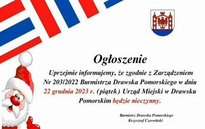 Zdjęcie do Informacja Burmistrza Drawska Pomorskiego
