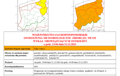 Zdjęcie do Ostrzeżenie! przed silnym wiatrem i intensywnymi opadami deszczu 