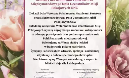 Zdjęcie do Życzenia z okazji Dnia Weterana  Działań Poza Granicami Państwa oraz Międzynarodowego Dnia Uczestnik&oacute;w Misji Pokojowych ONZ