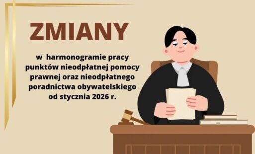 Zdjęcie do Zmiany w harmonogramie pracy punkt&oacute;w nieodpłatnej pomocy prawnej