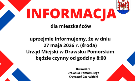 Zdjęcie do Zmiana godzin pracy Urzędu Miejskiego w dniu 27 maja 2026 r.