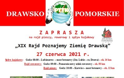 Zdjęcie do PTTK Drawsko Pomorskie zaprasza na rajd pieszy, rowerowy i spływ kajakowy