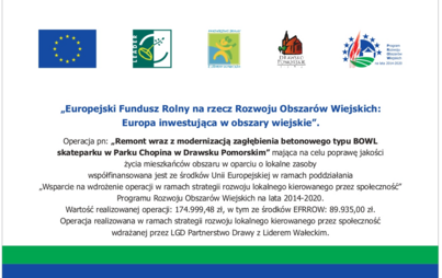 Zdjęcie do Remont wraz z modernizacją zagłębienia betonowego urządzenia typu BOWL skateparku w Parku Chopina w Drawsku Pomorskim