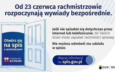 Zdjęcie do Od 23 czerwca br. rachmistrzowie spisowi rozpoczną wywiady bezpośrednie