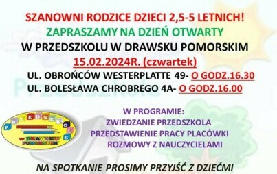 Zdjęcie do Dzień otwarty w drawskim przedszkolu