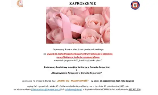 Zdjęcie do Zaproszenie na badania mammograficzne